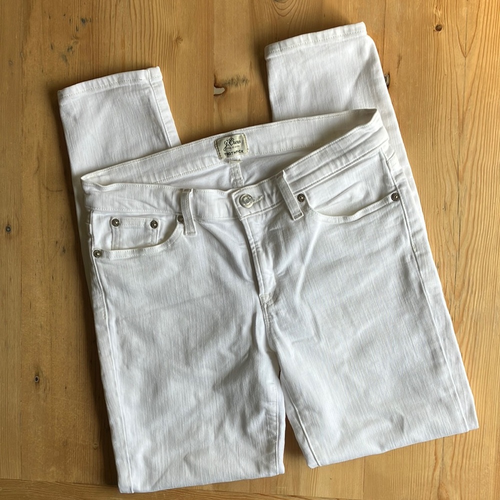 J. Crew Toothpick Ankle White Denim Size 27 EUC